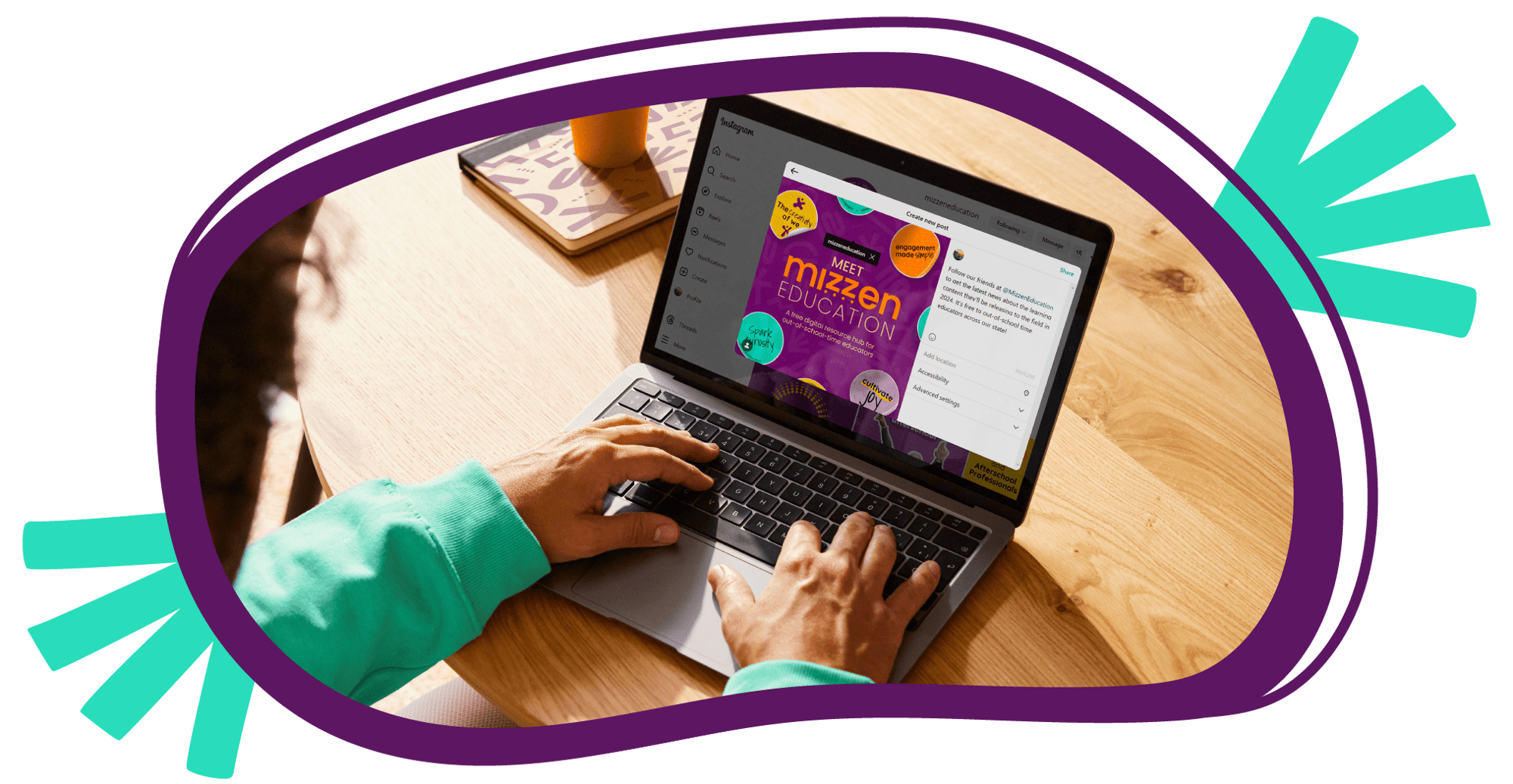 Person at laptop displaying Mizzen Education’s website.